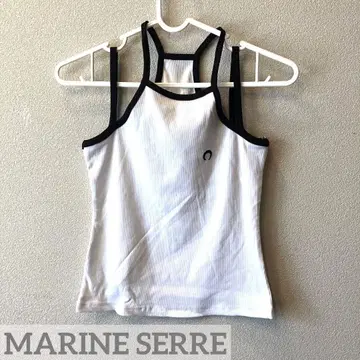 MARINE SERRE 탱크탑 화이트/블랙 5N2507