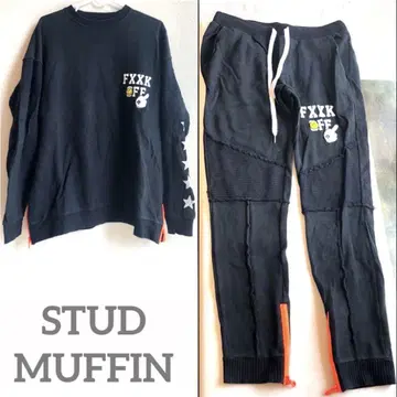 STUD MUFFIN 블랙 맨투맨 상하의 8N2507