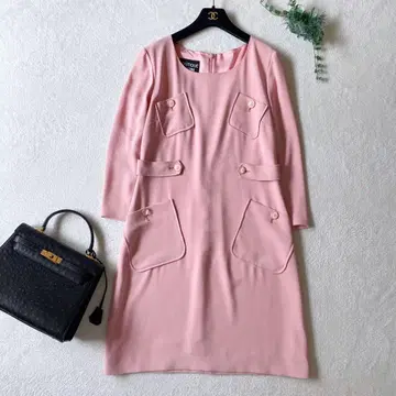 MOSCHINO 모스키노 로고 버튼 사크 원피스 핑크 XL
