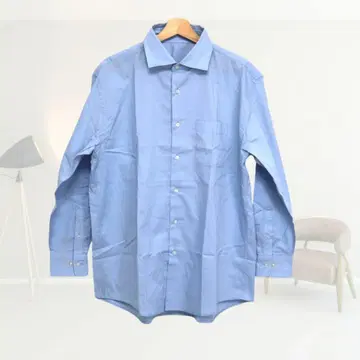 남성용 레귤러 핏 와이드 칼라 XL 블루 셔츠