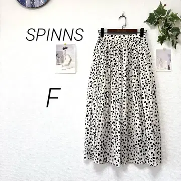9484 SPINNS 스핀스 올 패턴 롱 플리츠 스커트 F 플레어