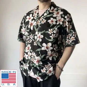 새상품 USA제 BLACK POINT 알로하 셔츠 블랙 베이스 L