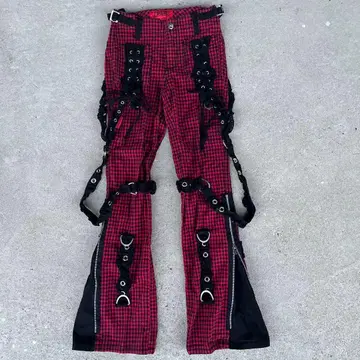 Y2K TRIPP NYC 체크 플레어 본지티 팬츠 펑크