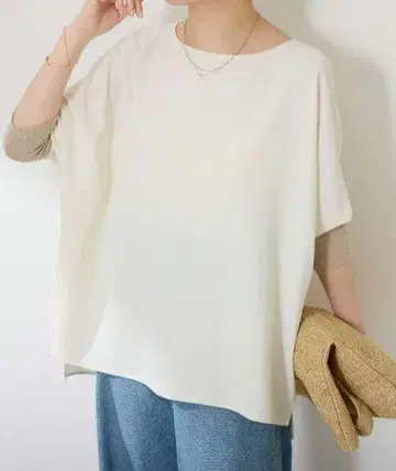 저리 소매 리브 T 블라우스 콜라주