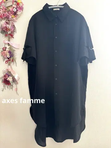 axes famme 엑시즈팜 어깨가 파인 셔츠 원피스 F 블랙