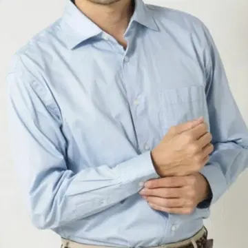 남성용 레귤러 핏 와이드 칼라 M 블루 셔츠