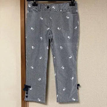 블랙 화이트 깅엄 체크 꽃무늬 팬츠