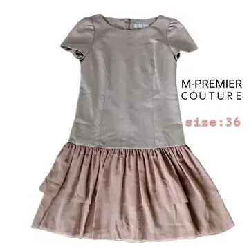 M-PREMIER COUTURE 반팔 소재 절개 원피스 베이지 36