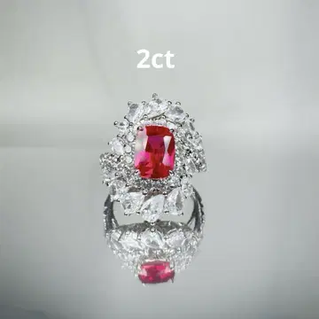 신상 2ct 최고급 실버 925 루비 지르콘 다이아몬드 꽃 모티브 반지