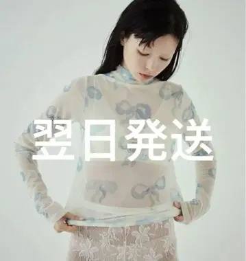 아사기니요 베이비 블루 리본 시스루 톱스
