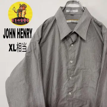 미국 구제 의류 JOHN HENRY 긴팔 버튼 셔츠 XL 상당 그레이