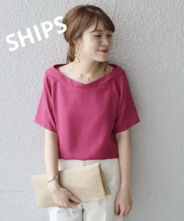 완판템 SHIPS 쉽스 레이어드 V넥 숏 슬리브 블라우스 상의