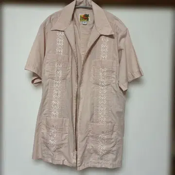 GUAYABERA 반팔 셔츠 L 핑크 쿠바 셔츠