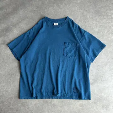 90s 헤인즈 무지 티셔츠 싱글 스티치 귀가 달린 포켓