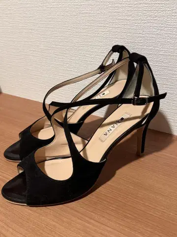 블랙 오픈토 샌들 24.5cm 다이애나