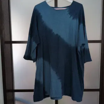 네이비 나염 튜닉 길이 티셔츠
