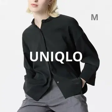 유니클로 드레이프 블라우스 7부 소매 블랙 M