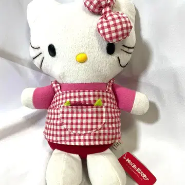 레트로 단종 2003년 헬로키티 에이프런 깅엄 체크 봉제 인형