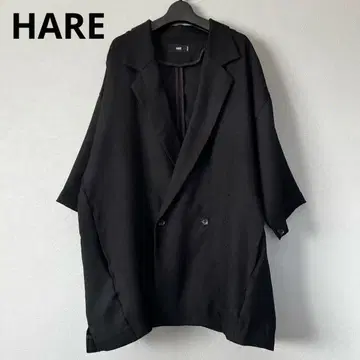 HARE 린넨 라이크 더블 브레스트 자켓 블랙