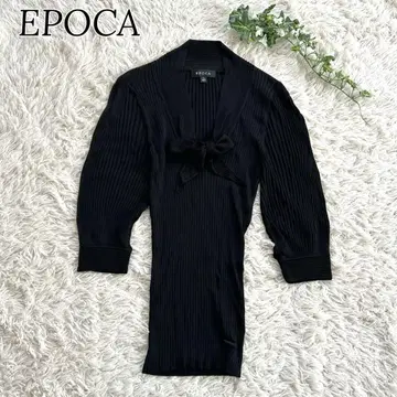 에포카 EPOCA 보타이 리브 니트 리본 풀오버 레이온 신축성