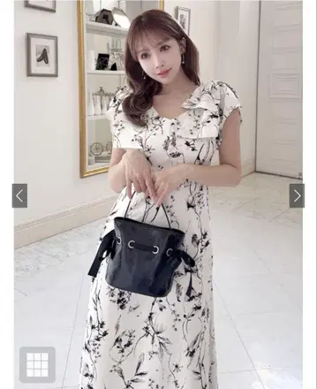 꽃무늬 숄더 리본 원피스 [pm585]