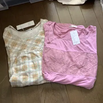 빅 사이즈 반팔 튜닉과 7부 소매 튜닉 2장 세트