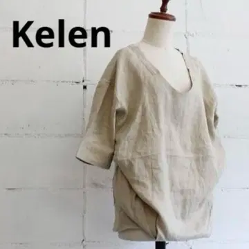 kelen 케렌 변형 블라우스 상의 반팔 린넨 100% S