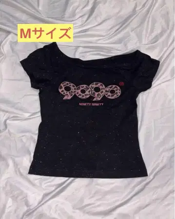 9090girl OG 로고 숄더 글리터 티셔츠 M
