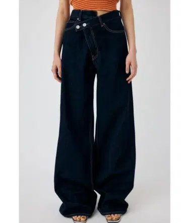 moussy 크로스 허리 와이드 스트레이트 데님