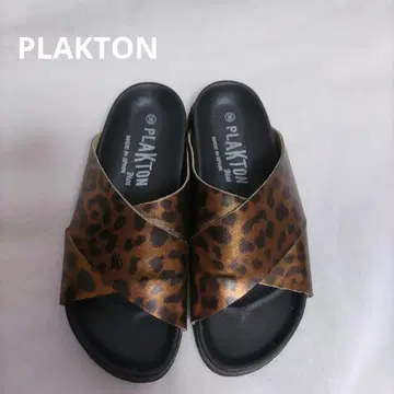 PLAKTON 플라크톤 레오파드 표범 무늬 통굽 샌들 사이즈 36