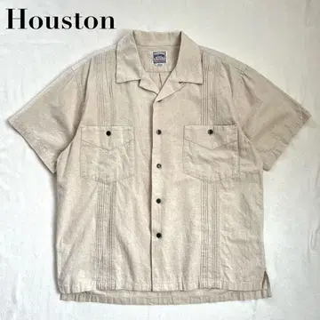 Houston 린넨 쿠바 셔츠 반팔 오픈 카라 M 휴스턴