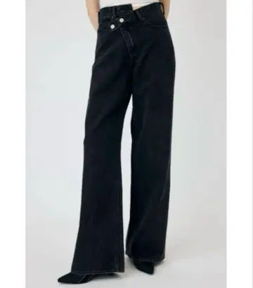 moussy 크로스 허리 와이드 스트레이트 데님 블랙 인기 상품 블랙