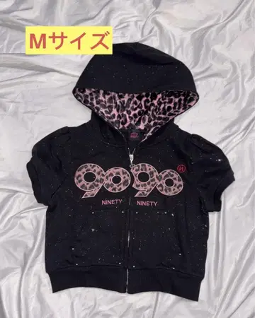9090 OG 로고 글리터 하프 지퍼 후드 티셔츠 M