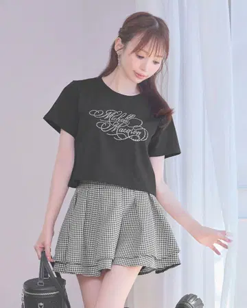 미셸 마카롱 슬림 레그 스커트 하운드투스 체크 S