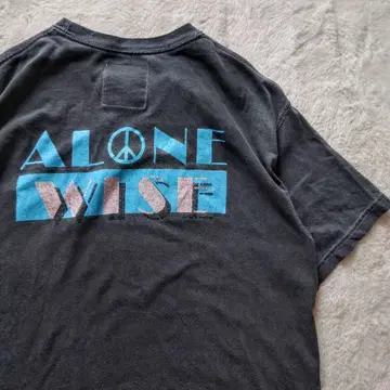 레어 ALONE INC 빈티지 가공 흑먹색 티셔츠 양면 프린트 M