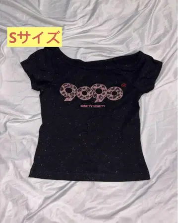 9090 girl OG 로고 숄더 글리터 티셔츠 S