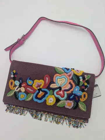 ETRO 비즈 자수 숄더백 퍼플 계열