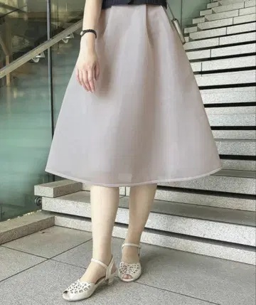 an another angelus 시어 크리놀린 스커트 핑크 베이지