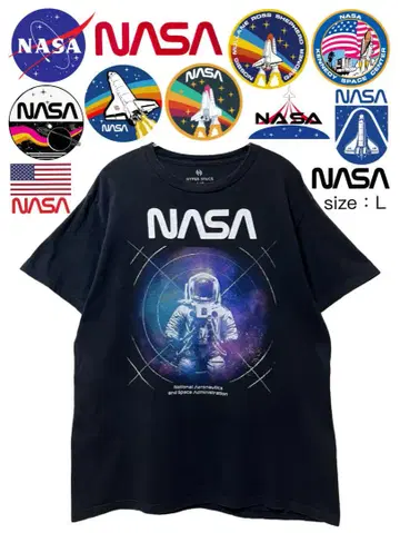 NASA 티셔츠 L 블랙 미국 구제 의류