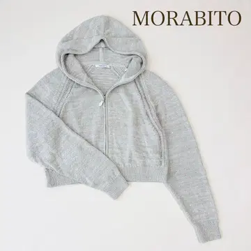 MORABITO 모라비토 스팽글 니트 후드티 라메 그레이 38