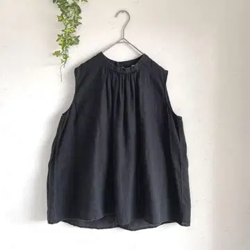 무인양품 오가닉 린넨 워싱 슬리브리스 블라우스 린넨 100% MUJI