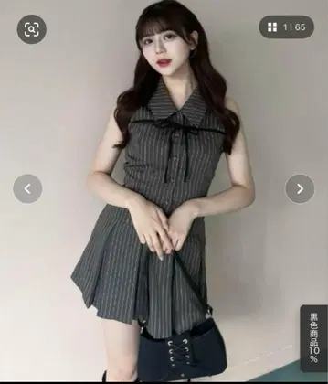 OLIVE des OLIVE 슬리브리스 셔츠 미니 원피스 차콜