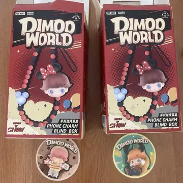 팝마트 DIMOO 폰 스트랩 구피 칩과 데일 세트