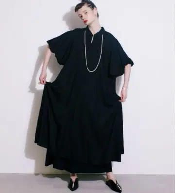 manana suerte 벌룬 슬리브 원피스 블랙