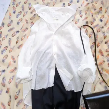 뷰티 앤 유스 린넨 100% 셔츠 블라우스 루즈핏 화이트 얇은 소재