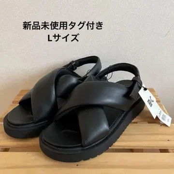 미사용 새상품 유니클로 C 블랙 크로스 스트랩 샌들 L 사이즈