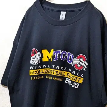 TCU 칼리지 풋볼 플레이오프 티셔츠 블랙 XL 구제 의류