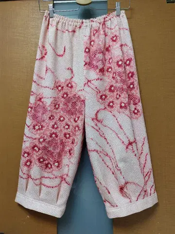 기모노 리메이크, 순수 실크, 짜기 호박 팬츠, 기장 짧은