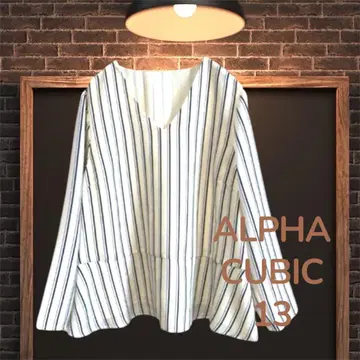 ALPHA CUBIC 알파 큐빅 블라우스 긴팔 스트라이프
