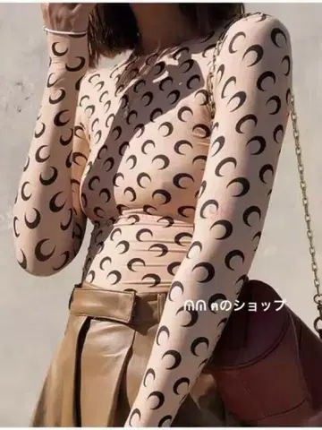 Marine Serre 문 탑 긴팔 베이지 S